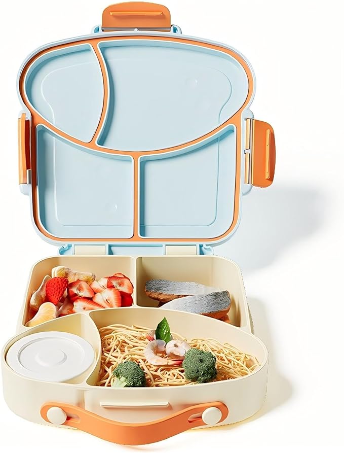 Lunch boxes for kids， Leakproof Bento box with Compartments - BPA-Free & Chemical Dye-Free, Suitable for children of all ages, Perfect for School Lunches, Picnics & Short Trips . (Mousse Blue)