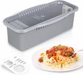 Microwave Pasta Spaghetti Cooker Pot with Strainer Lid,Pasta Cooker in Microwave with Water Level and Spaghetti Portion Measuring Device,Dormitory Office Apartment Kitchen Essentials