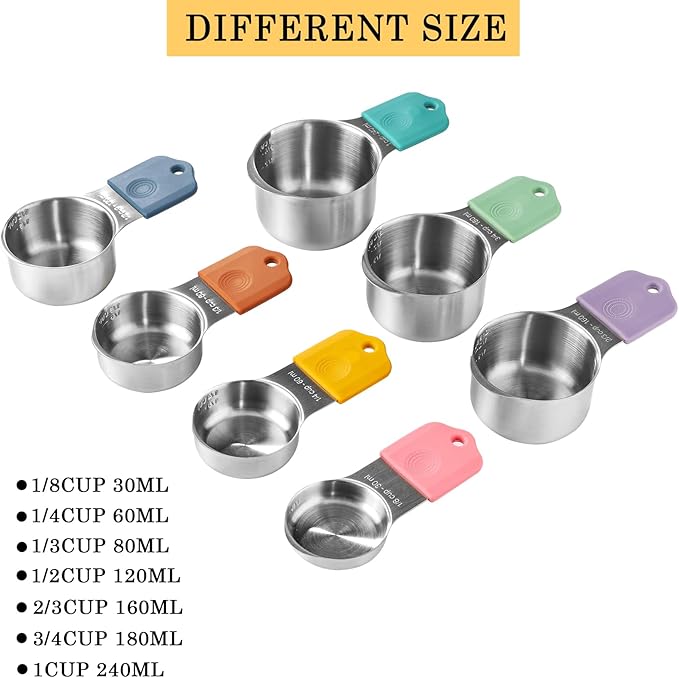 Magnetic Measuring Cup Set of 7,Stainless Steel Magnetic Measuring Cups,Heavy Duty Measuring Cups for Dry and Liquid Ingredients