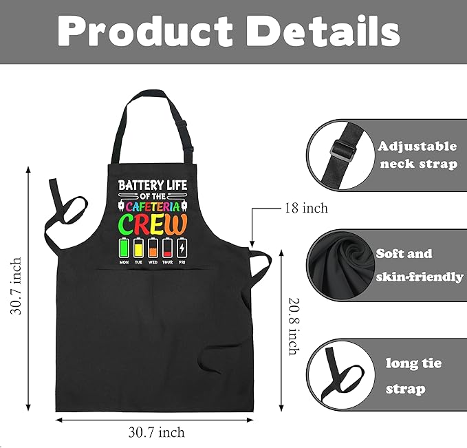 Funny Cafeteria Crew Aprons with Pockets, Cafeteria Worker Staff Appreciation Gifts