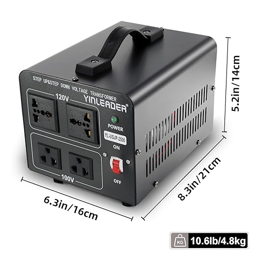 Yinleader Step Down 110V-120V to 100V Japan Voltage Converter or Step Up 100V to 120V 2500W Transformer for Japanese Rice Cooker/Hair Dyer/Blender/Heater/Cleaner/Audio/Grill Equipment, etc.