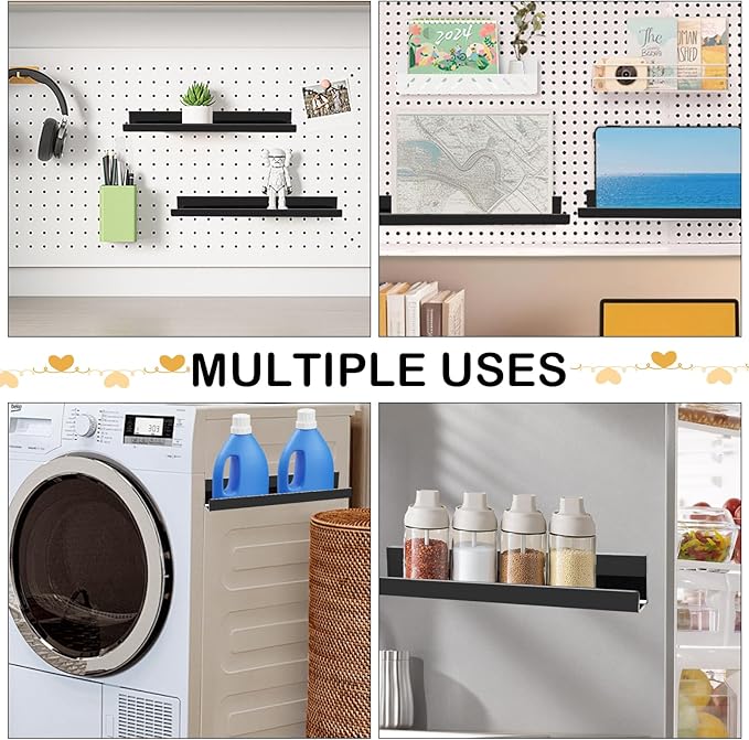 2 Pack Magnetic Book Shelf for Classroom, Strong 8.8lb Magnet Acrylic Whiteboard Shelves, Teacher Supplies Organizer for Kids Books, Posters, Flash Cards, Classroom Accessories Storage (Black)