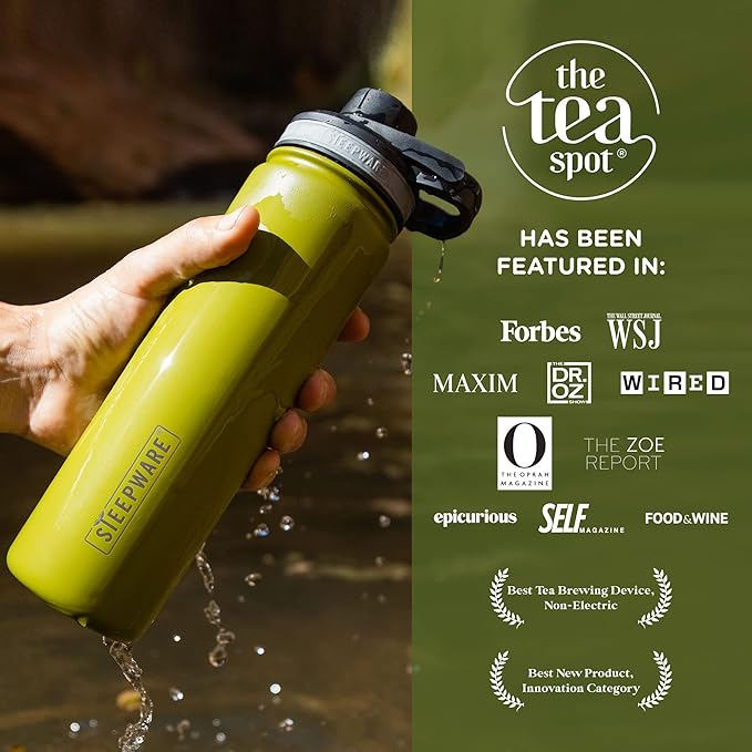 The Tea Spot Steepware Tea Tumbler and Thermos, 22oz, Tea Bottle with tea infuser for loose leaf tea or iced coffee, Sleek Double Wall Tumbler & Insulated Travel Bottle - Rose
