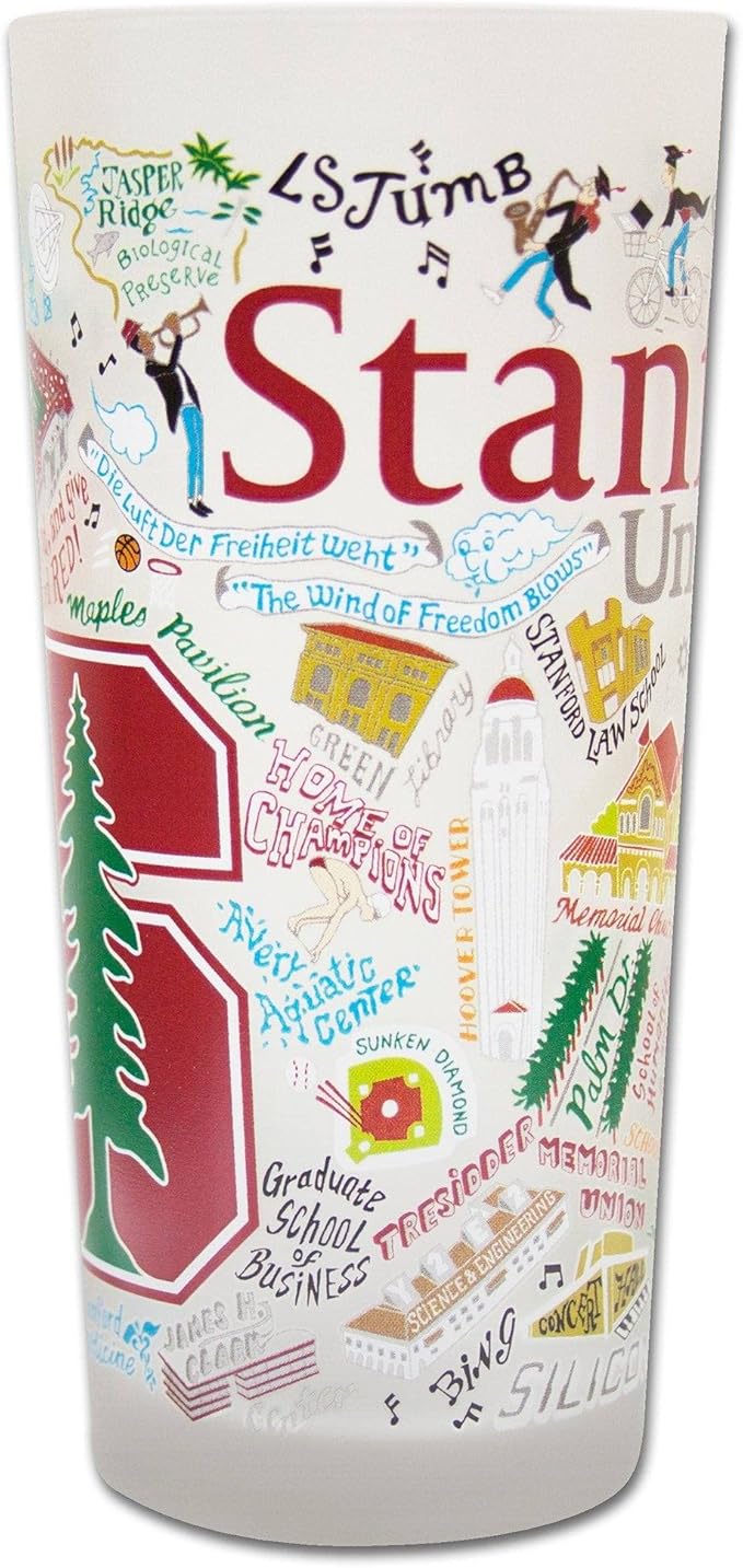 Catstudio Drinking Glass, Stanford University Glass Cup for Kitchen, 15oz Dishwasher Safe Tumbler for Stanford Alumni
