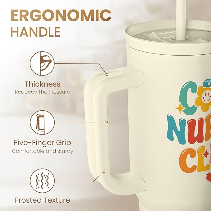 SANDJEST Nurse Tumbler 40oz, Cool Club Coffee Travel Mug With Straw - Perfect Nurse Gift for Any Occasion