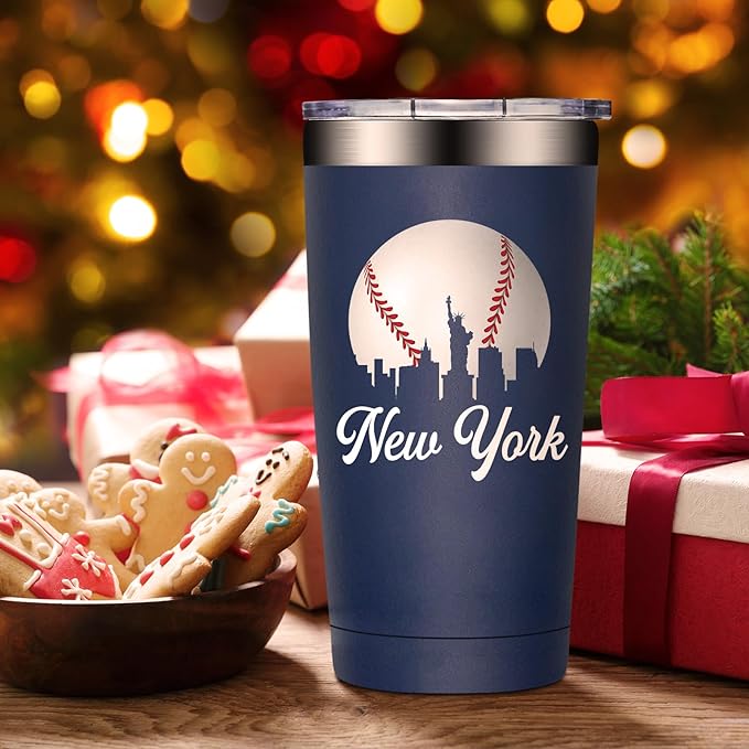 BIRGILT Legends New York Baseball City Skyline Gifts - Baseball Gifts for Men, Christmas, Father's Day, Birthday Gifts for Fans - Tumbler Cup 20oz