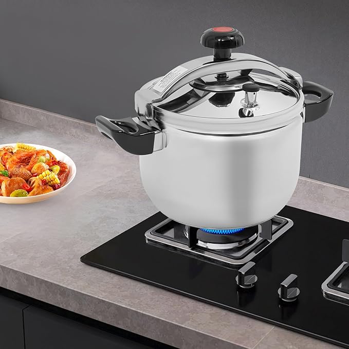 9L/9.51 Qt Pressure Cooker,60Kpa High Pressure Stovetop Cooker with Handle, 201 Stainless Steel Pressure Canner for Commercial & Home Use