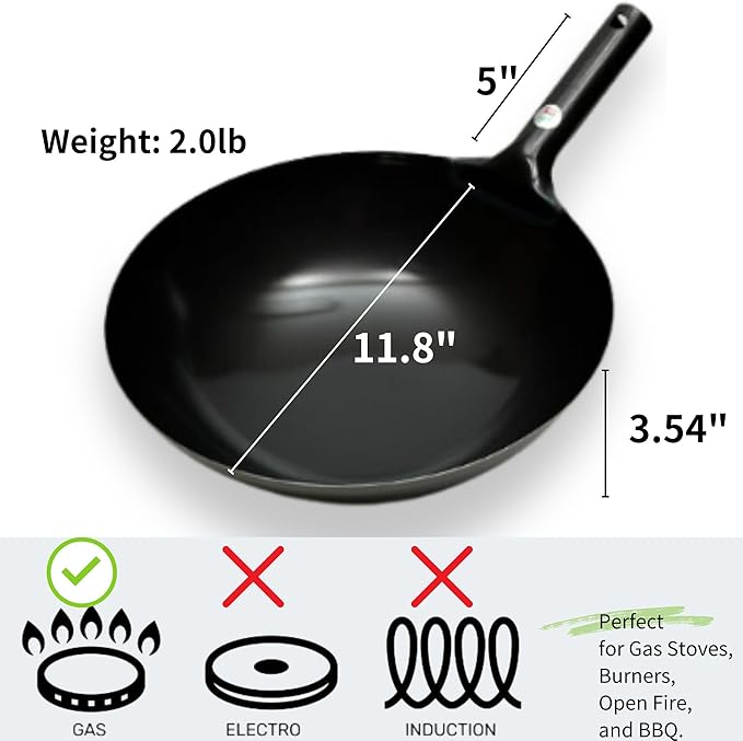 Kanda Iron Beijing Wok - Lightweight and Durable - Perfect for Authentic Japanese Cooking - 11.8 inch 30cm
