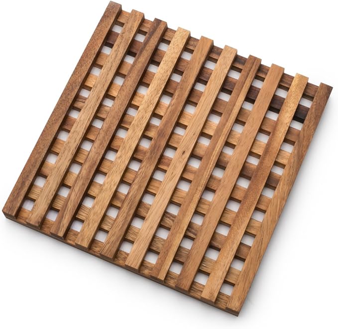 Ironwood Gourmet Venetian Trivet, 10 x 10 x 1 inches, Acacia Wood