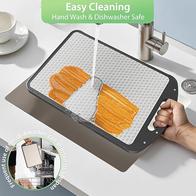 Titanium Cutting Board for Kitchen, Versatile for Cutting Board with juice groove, Pure Titanium and Wheat Straw PP Large Board, Food Grade, Easy to Clean Size 15.3”×10”