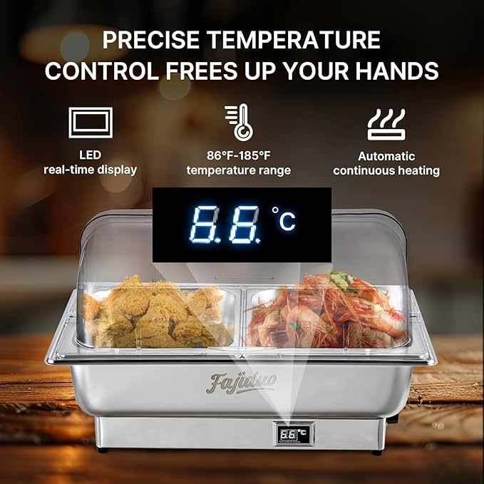 Electric Chafing Dish, 2X4.5QT Half Size Electric Chafing Dish Buffet, Adjustable Temp Roll Top Food Warmer, 600W Chafing Dish Buffet Set for Catering Parties