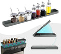 30" Stove Top Shelf, Soft and Heat Resistant,With 6 Suction Points,Fixed 3 Compartment Design For Storing Spices And Cooking Tools, Space Saving, Suitable For The Back Of The Stove,Grey.