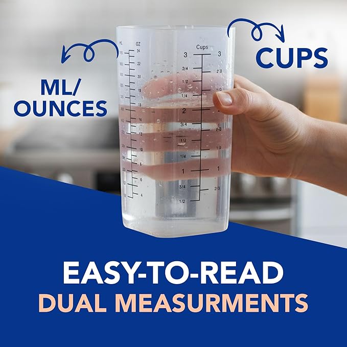 Measuring Cup Set (1 Cup & 3 Cup) – Flexible Silicone Front + Easy-Grip Plastic Back – Precise ml/oz Markings, Heat-Resistant, Easy-Pour Design for Baking & Cooking