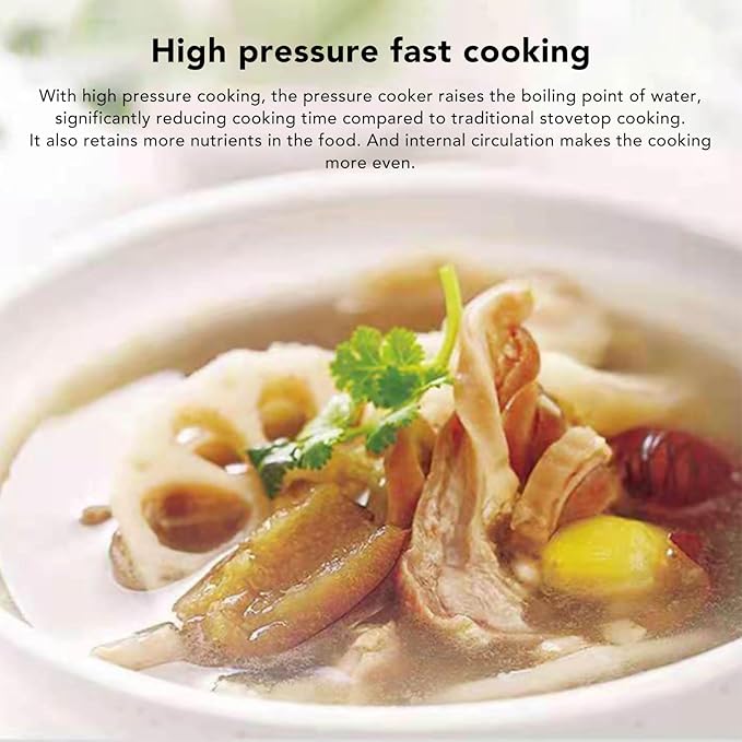 Pressure Cookers, Stainless Steel Pressure Cooker Canner Pressure Canner Rice Cooker Instant Kitchen Cookware for Gas & Induction Cooker Gas Electric Stove (5L)