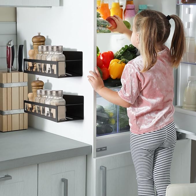 2 Pack Deer Magnetic Spice Rack for Refrigerator Metal Magnet Basket Shelf for Fridge Seasoning Storage Organizers Home Decor Kitchen Accessories