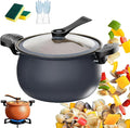 8QT Multifunctional Large Capacity Non-stick Pressure Cooker, 8QT Micro Pressure Cooker with Anti-Scalding Handle & Visible Glass Cover,Transparent Glass Cover, for Induction Cookers Gas Stoves (A)