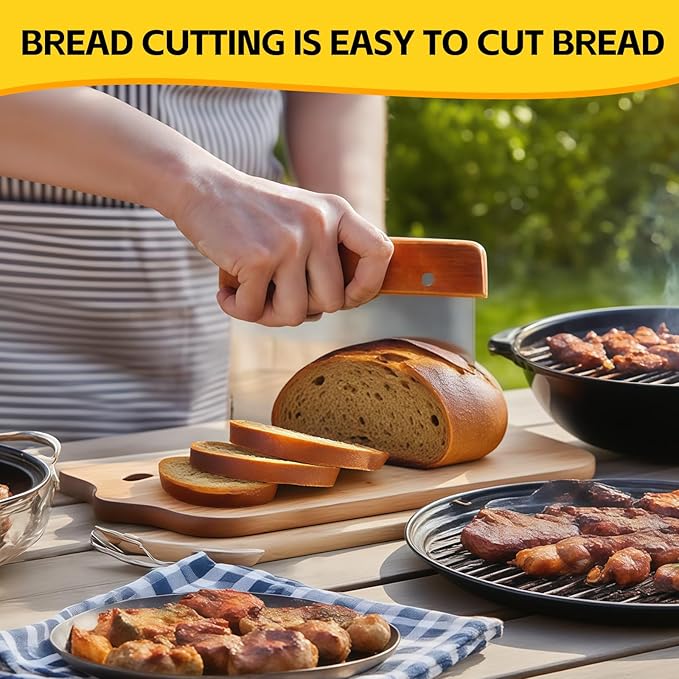 Professional Griddle Spatula Set - Stainless Steel Spatula Bread Cutter and Griddle Scraper,Flat Top Grill Accessories Set,Scraper for Outdoor Barbecue