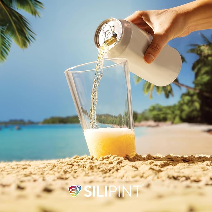 Silipint 16oz Silicone Pint Glass – Unbreakable, BPA-Free, Reusable Silicone Drinking Cup – Flexible, Microwave & Freezer Safe – Stemless Glass for Coffee, Smoothies (Crystal Clear)