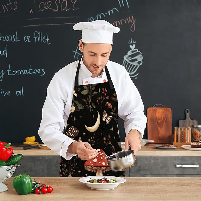 Kitchen Apron with Pocket,Waterproof Adjustable Neck and Long Ties, Cooking Baking Gardening Painting Apron for Women