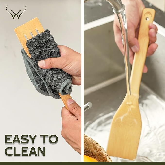 Harry Gifts for All Potter Fans Wooden Spoons for Cooking - 6-Piece Wooden Utensil Set with Spatulas & Spoons, Heat-Resistant, Eco-Friendly Kitchen Utensils for Non-Stick Cookware