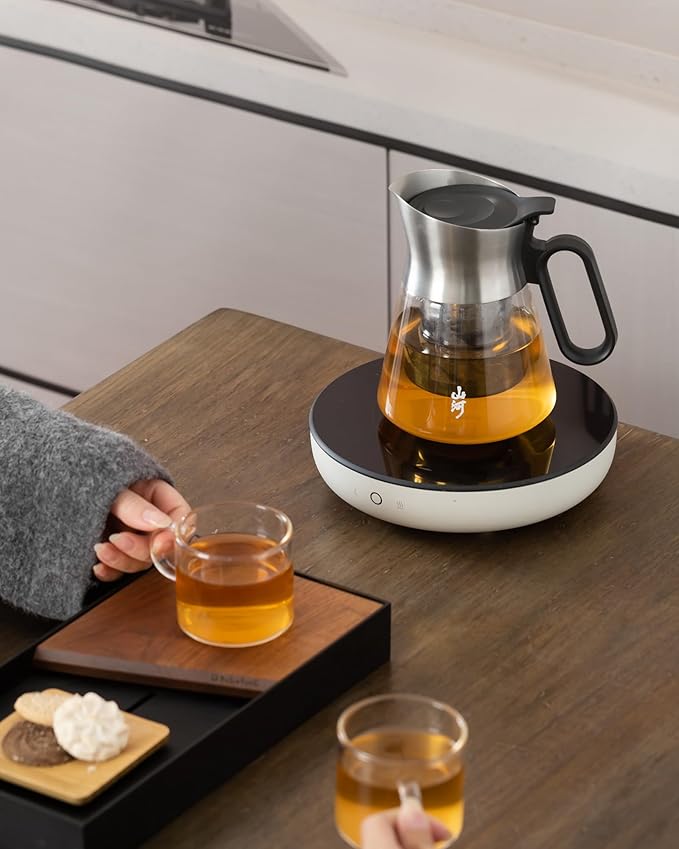 ZENS Design Glass Teapot with Infuser with 2 Cups, 23oz Small Loose Leaf Steeper Pot with Stainless Steel Spout for Hot Tea Diffusers, Oval Handle Clear Tea Infusers Pot for Tea Lovers Gifts