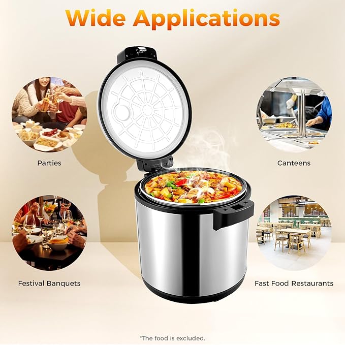 20Qt Commercial Rice Warmer, 110W Big Rice Warmer with Non-stick Inner Pot, Adjustable Temperature Portable Rice & Food Warming Bowl for Restaurant, Hotel(NOT Cooker)