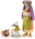 MACKENZIE-CHILDS Patience Brewster Nativity Figurine, Christmas Nativity Home Decor, Shepherdess with Dog
