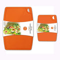 Liflicon Thick Silicone Cutting Boards for Kitchen Silicone Chopping Boards/Mats Set of 2 Extra Large14.6''x10.43'', Mini 9.1”x7.1” Non-slip Deep Drip Juice Groove, Dishwasher Safe-Orange
