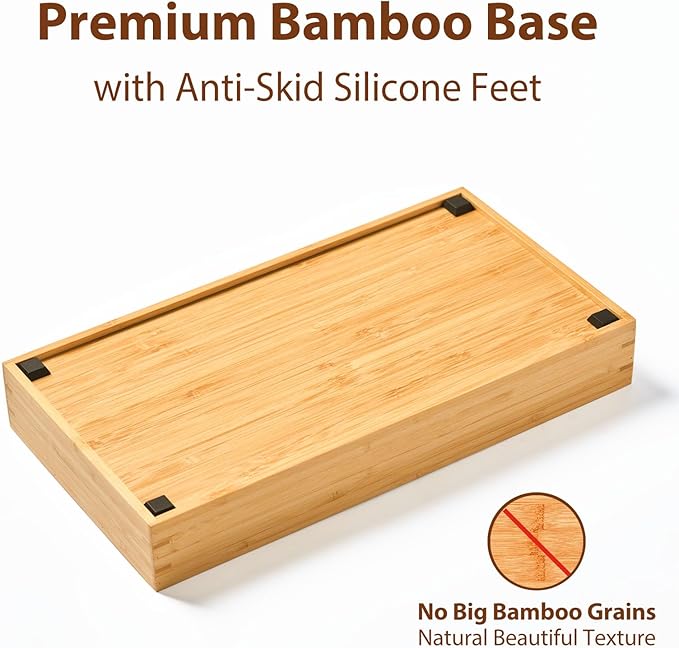 Umilife Bamboo Kitchen Drawer Organizer, 7 Inch Silverware Utensils Tray Holder for Small Drawer, Wood Caddy for Flatware Cutlery Knives