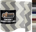 GORILLA GRIP powerGRIP Drawer Shelf and Cabinet Liner, Thick Strong Hold, Non-Adhesive Liners Protect Kitchen Cabinets and Cupboard, Bathroom Drawers, Easy Install, Breathable Mat, 17.5"x30', Chevron