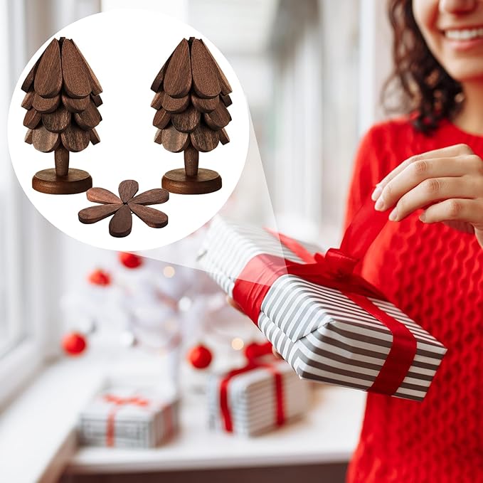 Suzile 2 Set Wooden Trivets for Hot Dishes Tree Shape Trivets Set Tree Coasters Wood Table Mat Tree Design Trivet Foldable Heat Resistant Pads for Teapot Pans Bowl Kitchen (4 Layers)