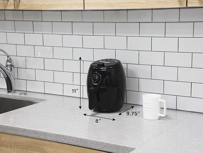 Elite Gourmet EAF0201X Personal Compact Space Saving Electric Hot Air Fryer Oil-Less Healthy Cooker, Timer & Temperature Controls, 1000W, 2.1 Quart, Black