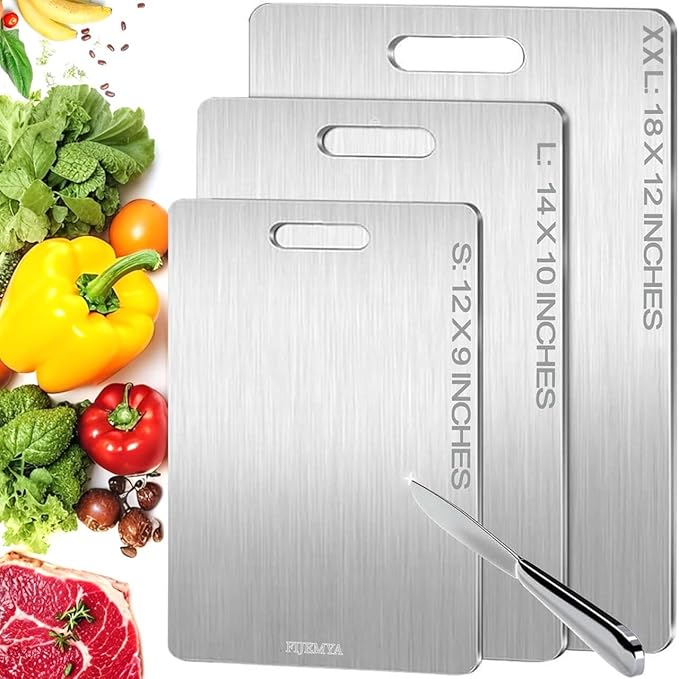 Katuchef Titan Carve Titanium Cutting Board,Pure Apex Titanium Cutting Boards for Kitchen, Double Sided Non Toxic ChopChop Chopping Board for Cutting Meat Vegetable Fruit,Easy to clean(S+L+XXL)