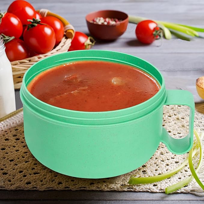 Microwave Ramen Bowl with Lid and Handle for Dorm Essentials,Microwave Soup Mugs Set of 2 for Soup and Instant Noodles,Oatmeal, Gumbo, Salad, BPA Free(Green Purple)