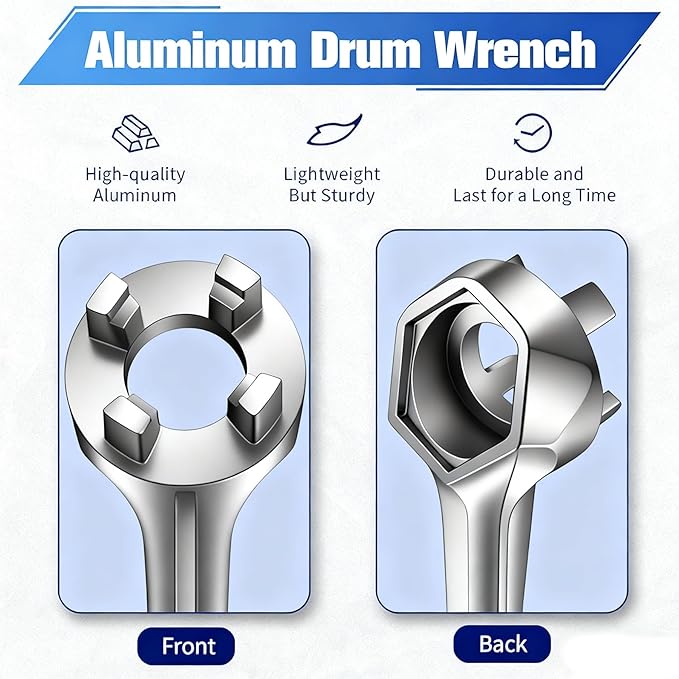 Bung Wrench 55 Gallon,2 Pack Aluminum Drum Plug Barrel Wrench for Opening 10 15 20 30 55 Gallon Drum, Drum Opener Tool For Most Standard 2 in and 3/4 Plugs On Tight-Head