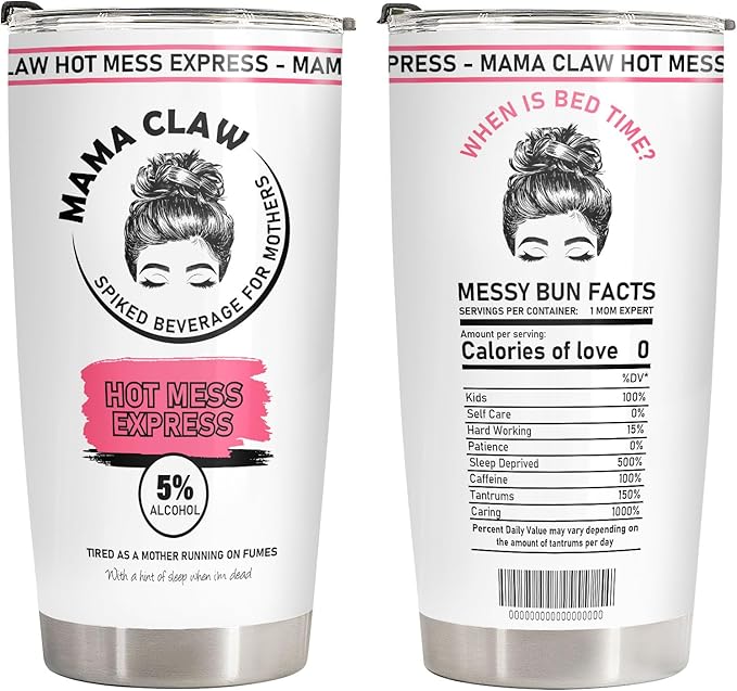 34HD Mothers Day Gifts for Mom, Mama Claw Tumbler with Lid, 20oz Stainless Steel Vacuum Insulated Mommy Cup, Mama Life Tumbler, Funny Birthday Mom Gifts from Son Daughter Husband