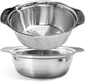 2PCS 3.5-Quart Kitchen Strainer Colander Made of 304 Stainless Steel with Handle Ideal for washing fruits, vegetables, and pasta Easy to clean