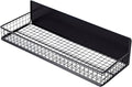 Magnetic Shelf for Fridge Magnetic Basket Organizer Wire Mesh Magnetic Holder Magnet Shelf Accessories for Office Kitchen Classroom Storage, Black-Low, 13.77" x 5.11" x 1.7
