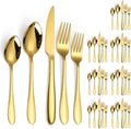 Gold Silverware Set for 8 Stainless Steel Flatware 40 Pieces Forks Knives and Spoons Heavy Utensils Thick Handle for Restaurant Parties Formal Occasions Everyday Use