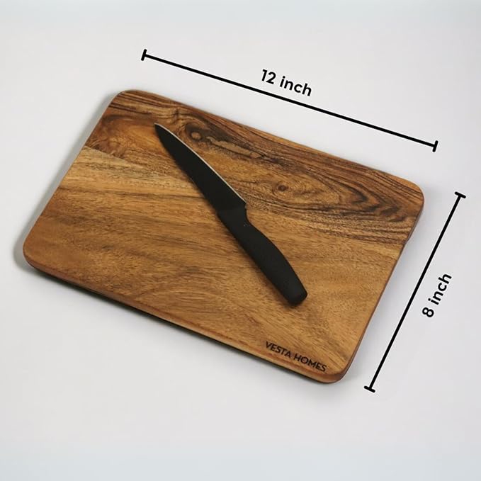 Vesta Homes Cutting Boards for Kitchen, Large Wood Chopping Board Set of 3 | Acacia Charcuterie Board | Wooden Trays for Meat, Serving Board for Fruit, Vegetables and Cheese | (15x10, 12x8, 9x6 inch)