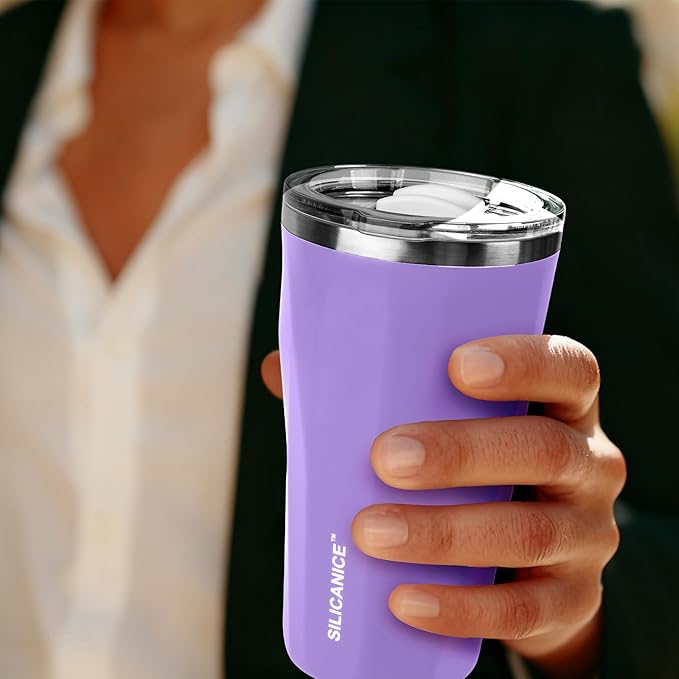 20oz Soft Touch Diamond Tumbler - Double Wall Stainless Steel Vacuum Insulated Coffee Cup With Detachable Slider Lid | BPA Free, Dishwasher Safe, Thoughtful Gift for Her - Lilac