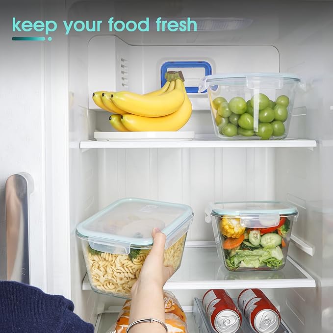 NUTRIUPS 2.6 L Large Glass Food Storage Containers, 9×6×5in Deep Rectangular Meal Prep Containers, Glass Microwave Bowls with Lids (one piece)