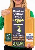 Glue-Free Surface™ 2XL Extra Large Bamboo Cutting Board Set of 4 – Small, Medium, XL, and Oversized Sizes from Chopping Vegetables to Carving Meat & Turkey for Large Family Meal Prep and Gatherings