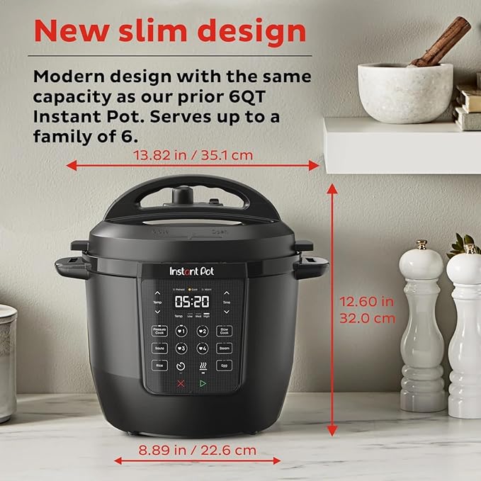 Instant Pot RIO Chef Series 6QT 7-in-1 Multi-Cooker, Black – Pressure Cooker, Slow Cooker, Rice, Steamer, Sauté, Food Warmer & More – One-Touch Smart Programs, Compact Family Size