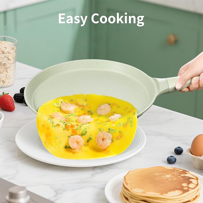Nonstick Crepe Pan, Coating Induction Compatible Skillet Griddle | Dosa Tawa Pan for Roti, Tortillas & Pancakes | Eco-Friendly 100% Free PFOA,PFAS, Lightweight with Cool-Touch Handle