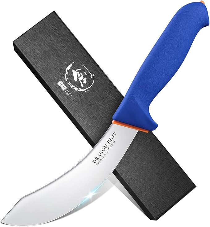 DRAGON RIOT 6 Inch Skining Knives, Beef Skinning Knife for Meat Cutting Stainless Steel Meat Butcher Processing Knife