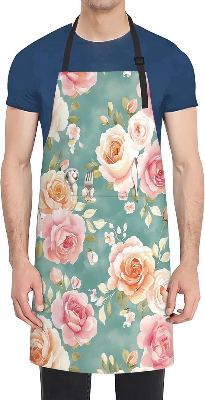 Adjustable Kitchen Apron with Pockets for Women and Men,Soft Chef Apron for Cooking, BBQ, and Grill