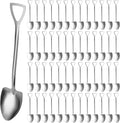 QTLCOHD 100 Pcs Shovel Spoons - 6 Inch Metal Mini Shovel Shaped Spoon Bulk for Desserts, Cupcake, Tea, Appetizer, Halloween Party, Silver