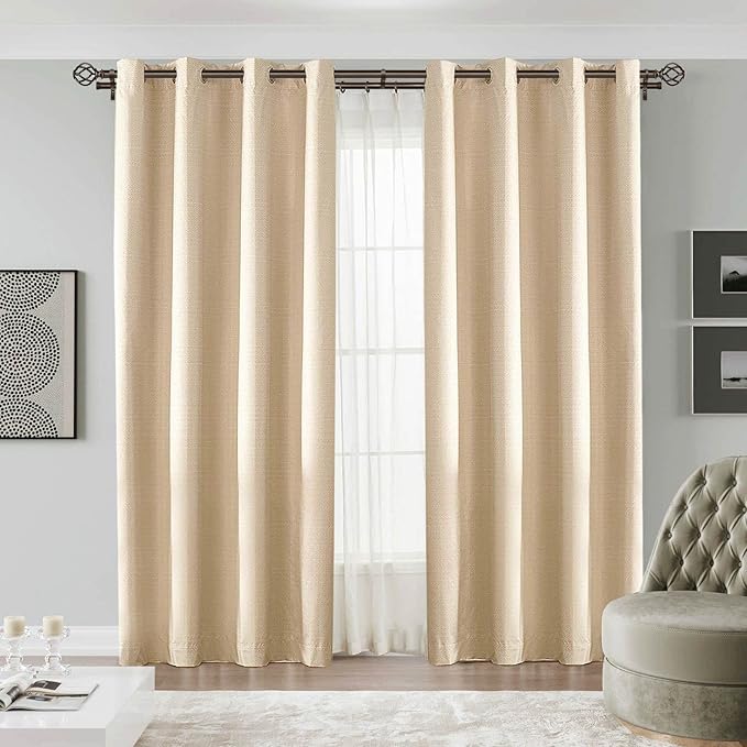 KAMANINA 1 Inch Double Curtain Rod 72 to 144 Inches (6-12 Feet), Antique Bronze Curtain Rods for Windows 66 to 120, Heavy Duty Telescoping Drapery Rods with Twisted Cage Finials