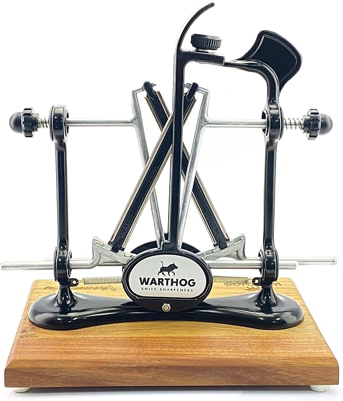Warthog V-Sharp Elite Knife Sharpeners with Deluxe Wooden Base, Diamond Rods, Adjustable Angles, Metal Frame Construction